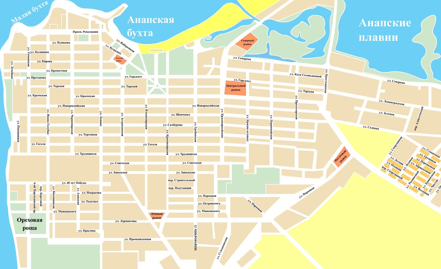 Анапа карта города с улицами и домами